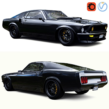 Vintage 1969 Ford Mustang 3D model image 1 