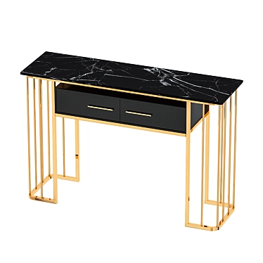 Sleek Black Marble Console Table 3D model image 1 