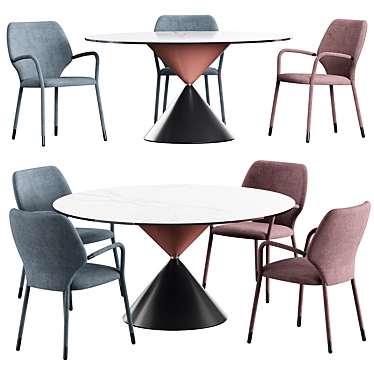 Modern Chair and Table Set 3D model image 1 