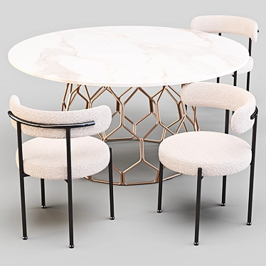 CB2 Circuit Dining Set: Modern Sculptural Table with Inesse Chairs 3D model image 1 