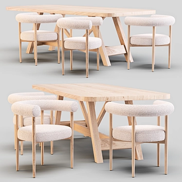 Dining Set: Crate and Barrel (Aya Table and Mazz Boucle Chair)