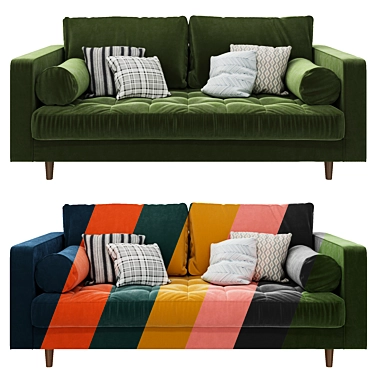MADE Scott 2 Seater Sofa: Stylish Comfort in 7 Colors 3D model image 1 