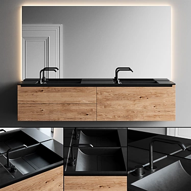 Modern Strato Wood Vanity Set 3D model image 1 