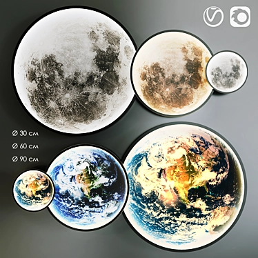 Cosmic Illuminators: Moon & Earth 3D model image 1 