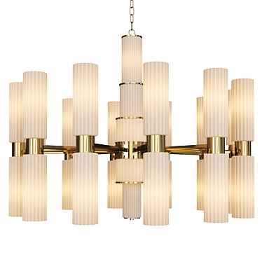 Elegant Gold Glass Chandelier 3D model image 1 