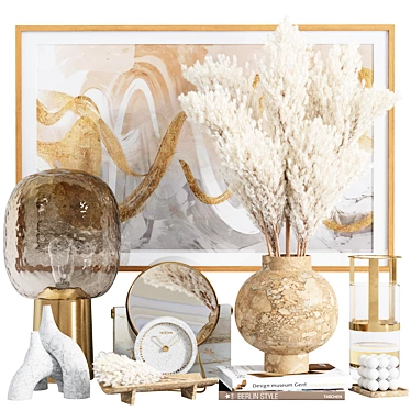 Elegant Decor Set: Vases, Clock, Mirror, Lamp 3D model image 1 
