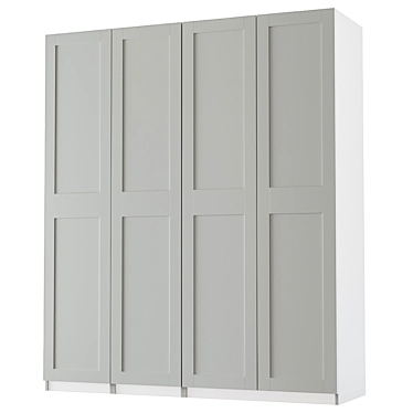 Modern Wardrobe Combo in White/Gray 3D model image 1 