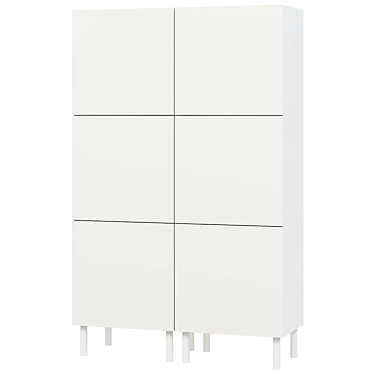 Sleek Wardrobe: 6 Doors, White, 120x42x191 cm 3D model image 1 