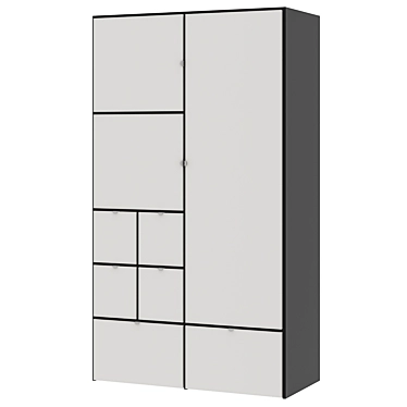 Stylish Gray/White Wardrobe 3D model image 1 