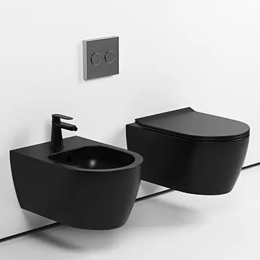 Aldo Matt Black Wall Hung Toilet with Removable Soft Close Lid 3D model image 1 