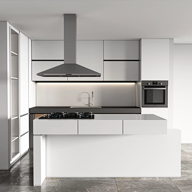 Modern 2015 Kitchen Unit 3D model image 1 