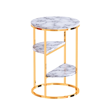 Gold Metal Frame Marble End Table 3D model image 1 