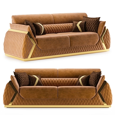 Luxury Triple Diamond Sofa 3D model image 1 