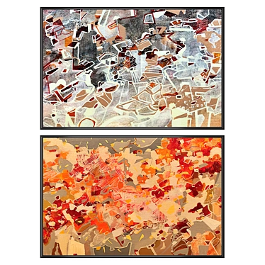 "Versatile Wall Art Set - 2 Paintings with 4 Frame Options 3D model image 1 