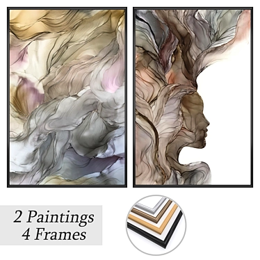 Artistic Masterpieces: 2 Paintings and 4 Frame Options 3D model image 1 