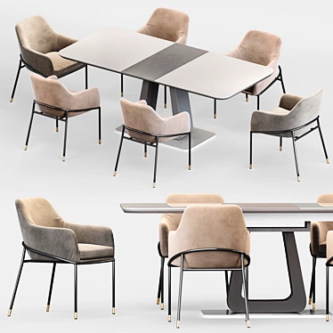 Elegant Dining Group: Rosanna Table & Sandra Chair 3D model image 1 