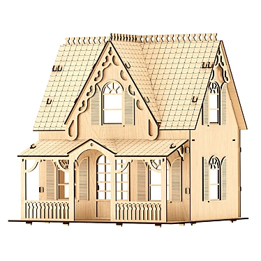 Miniature Plywood Dollhouse 3D model image 1 