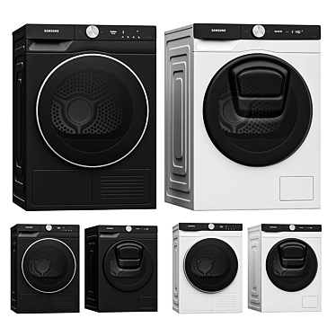 Samsung Washer & Dryer Combo - DV90T8240SE & WD12T754DBN 3D model image 1 