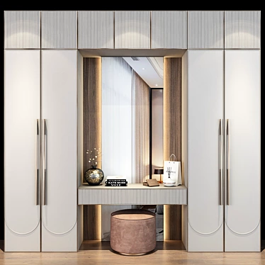 Elegant Hallway Cabinet Set 3D model image 1 