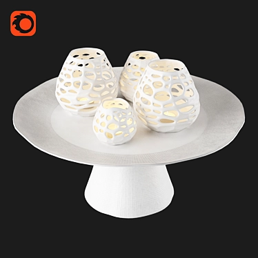 Elegant Cake Stand and Candle Holders Set 3D model image 1 