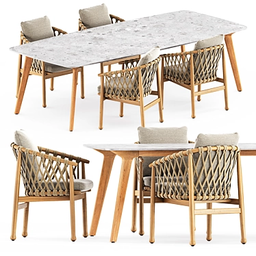 Ginestra Outdoor Chairs & Torsa Dining Table: A Perfect Outdoor Set! 3D model image 1 