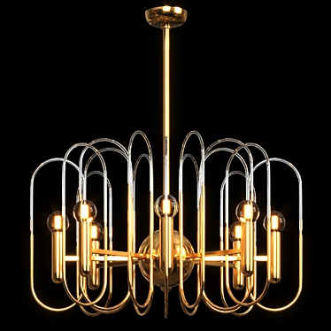 Elegant Brass Chandelier: Gaetano Sciolari 3D model image 1 