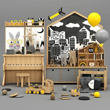 Playful 3D Toy & Furniture Set 3D model image 1 