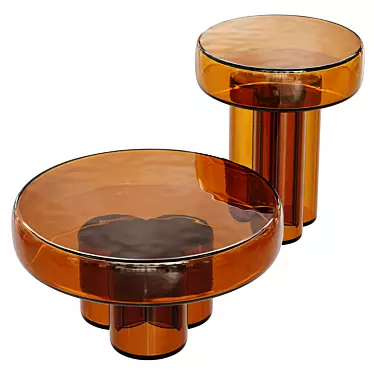 Natural Wood Mushroom Tables Set 3D model image 1 