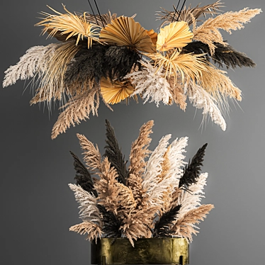 Elegant Dried Reed Bouquet 3D model image 1 