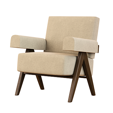 Pierre Jeanneret Easy Chair: Classic Elegance 3D model image 1 