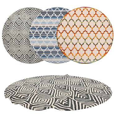 Variety of Round Rugs Set 3D model image 1 