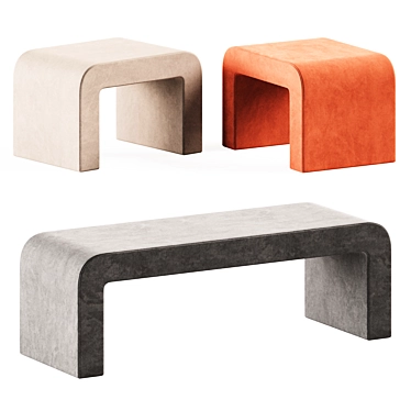 Elegant Upholstered Reeno Bench 3D model image 1 