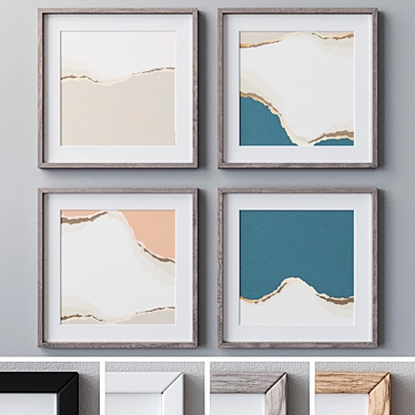 Set of Wall Paintings in 4 Frame Colors 3D model image 1 