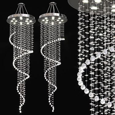 Sparkling Helix Crystal Chandelier 3D model image 1 