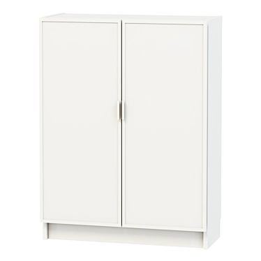 Modernist Morliden: White Bookcase with Glass Doors 3D model image 1 