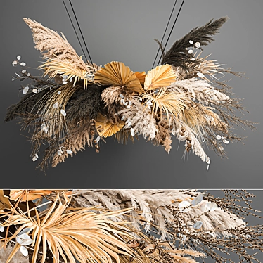 Elegant Dried Reed Bouquet 3D model image 1 