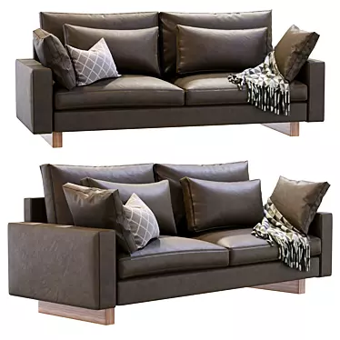 Elegant Harmony Leather Sofa 3D model image 1 