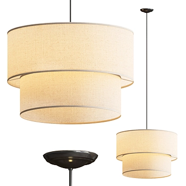 Elegant Fabric Pendant Light 3D model image 1 