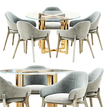 LIV 4Marina Chair Set with Silverado Brass Table 3D model image 1 