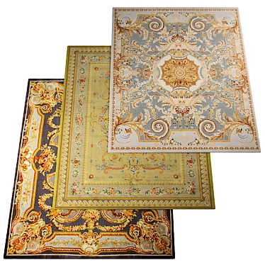 Elegant Louis XIV Inspired Rug 3D model image 1 