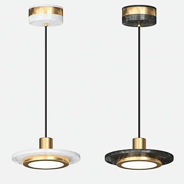 Elegant Marble Pendant with Metal Base 3D model image 1 