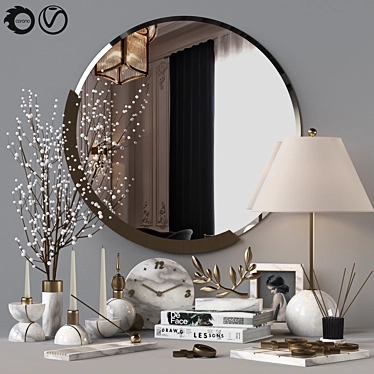 Elegant White Marble Decor Set 3D model image 1 