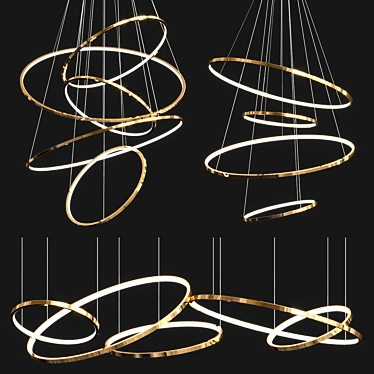 Elegant Lohja Ring Chandeliers 3D model image 1 