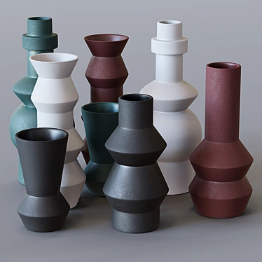 Modern Ceramic Totem Vases by West Elm 3D model image 1 