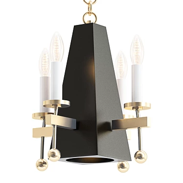 Pyramid Chandelier: Chrome & Brass 3D model image 1 