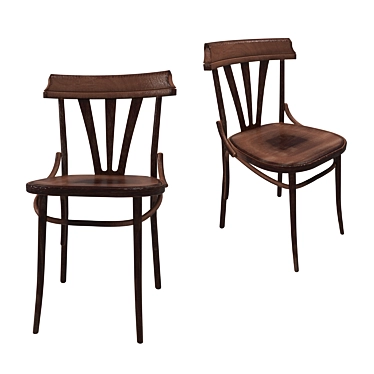 Elegant Lacquered Wooden Chair 3D model image 1 