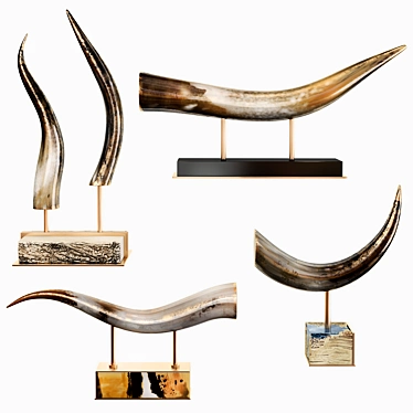 Elegant Horn Sculptures: Exquisite Decor Pieces 3D model image 1 