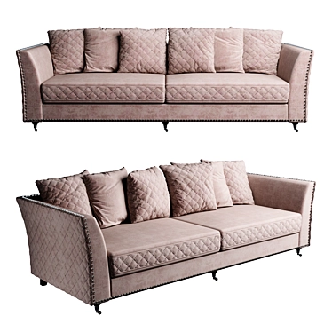 Garda Decor Sorrento 250: Elegant Velvet Three-Seater Sofa 3D model image 1 