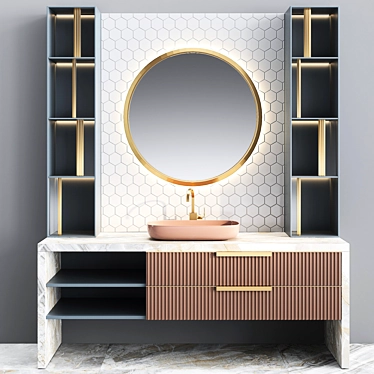 Elegant Bathroom Furniture Ensemble 3D model image 1 