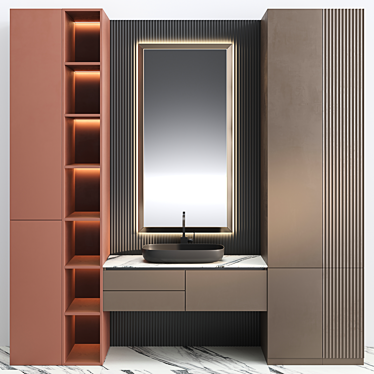 Elegant Bath Vanity Set 3D model image 1 